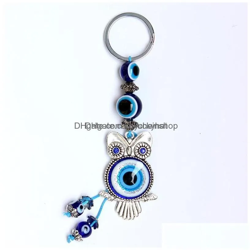 key rings fashion jewelry turkish symbol evil eye ring handmade vintage owl keychain drop delivery dhcn8