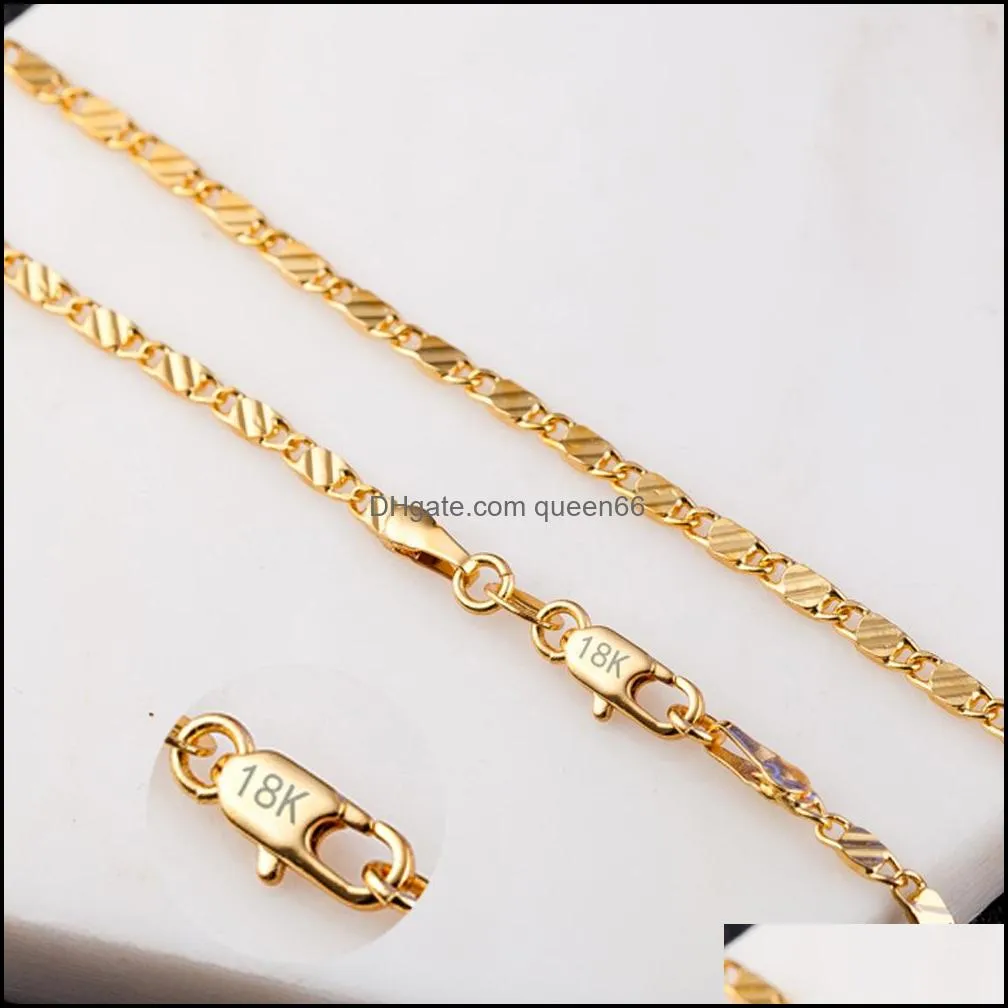 2mm 18k gold chains necklace fashion womens choker necklaces for ladies luxury jewelry 16 18 20 22 24 26 28 30 inches