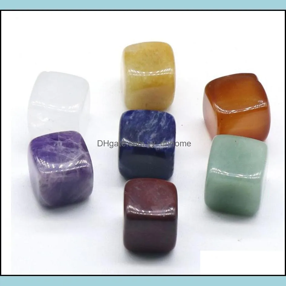 natural stone chakra squares rose quartz amethyst agate tiger powder crystal white crystal yoga meditation energy stone ornament