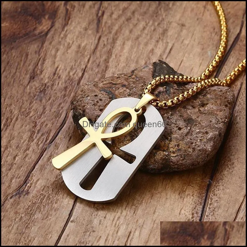removable ankh necklace pendant steel life cross egyptian men jewelry goldcolor the key of the nile