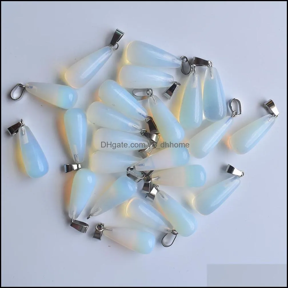 natural stone charms long drop shape opal rose quartz pendants chakras gem stone fit earrings necklace making assorted