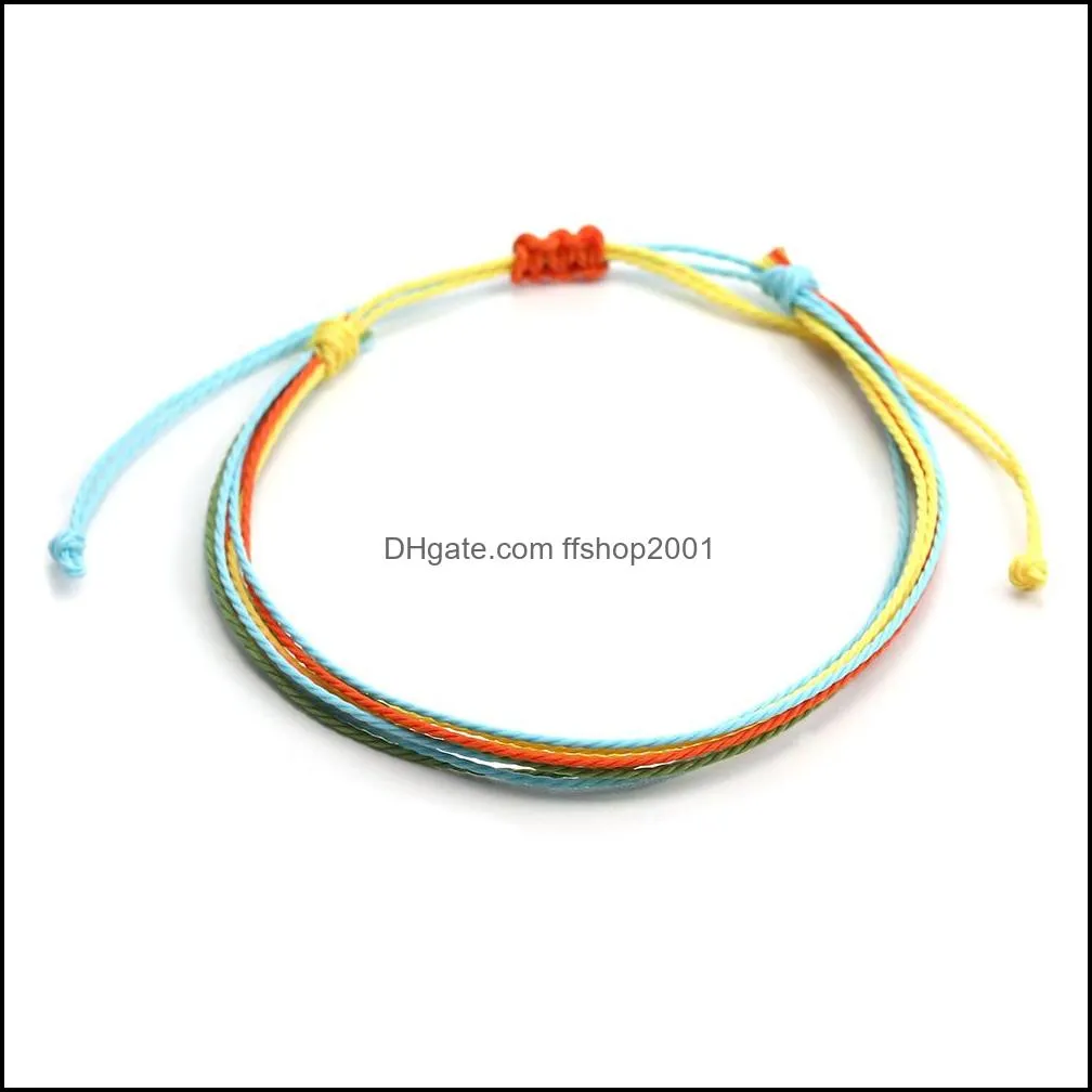 trendy 4mm rice beaded wax line pendant blacelet for women colorful small round bead bracelet adjust multilayer valentines day