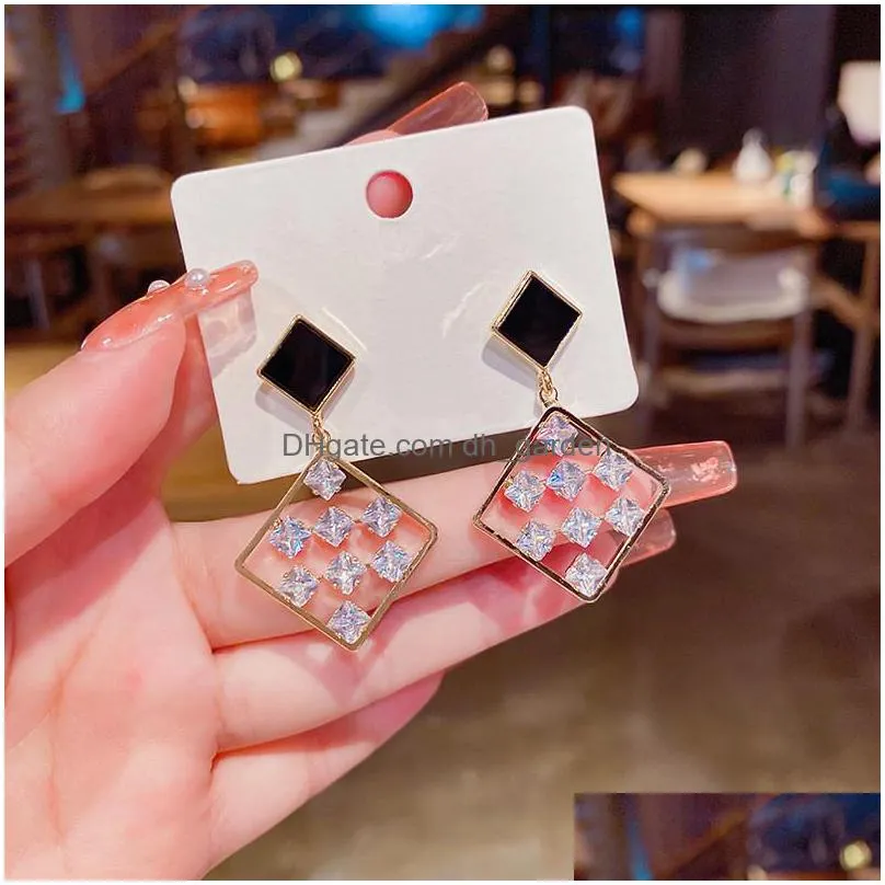 dangle chandelier shinning zircon geometric plated earrings for women 2021 jewelry earings