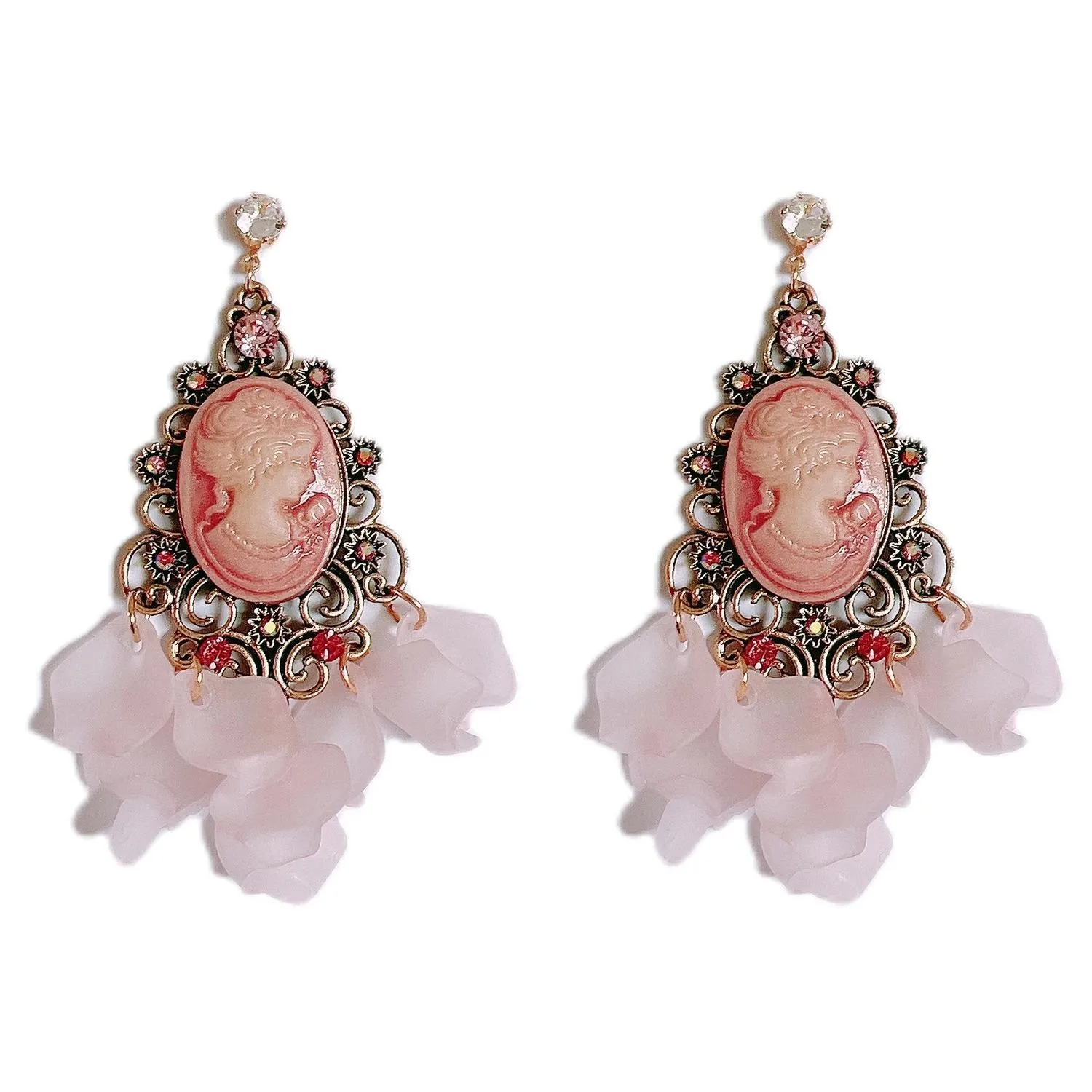 dangle chandelier vintage lady cameo earrings for women fashion stainles steel hook cameo women earring