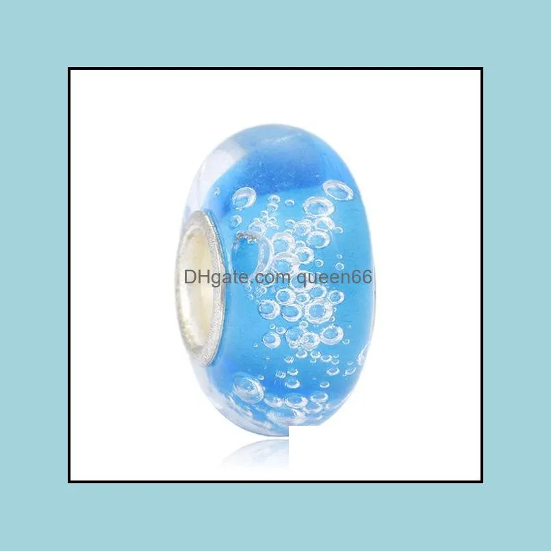 european big hole glass charms spacer loose handmade lampwork bubble beads for diy jewelry making fit handmade bracelet