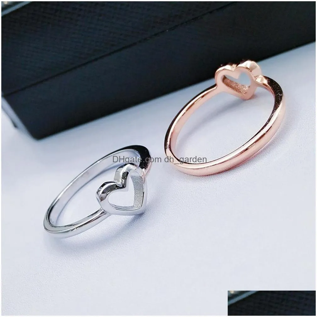 20pcs sell european and american fashion simple alloy heartshaped ring for sweet female jewelry accessories 2 color select