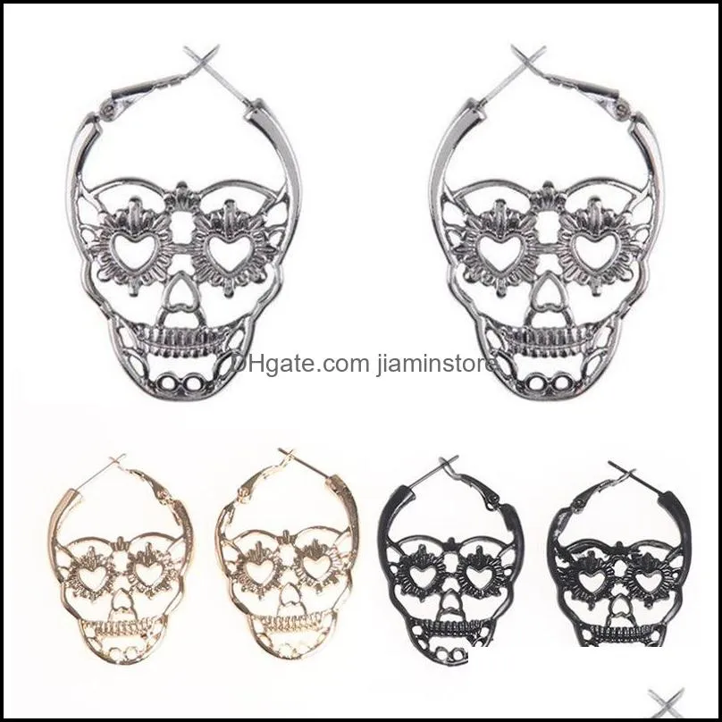 vintage punk gothic skull earrings hollow charm earrings women skeleton stud earings jewelry