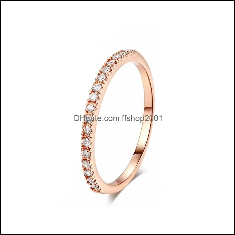 high quality zircon rings 3 colors for women engagement mini crystal rings delicate wedding couple promise valentines day jewelry