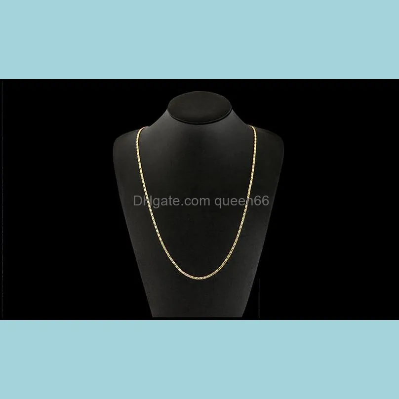 2mm 18k gold chains necklace fashion womens choker necklaces for ladies luxury jewelry 16 18 20 22 24 26 28 30 inches