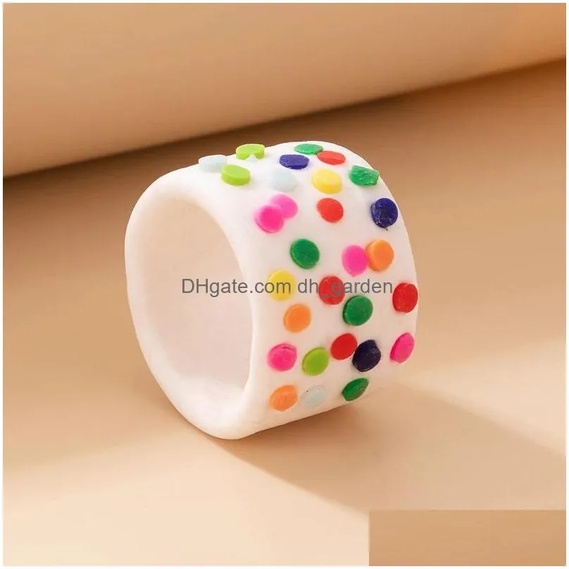 colorful resin joint ring for women girls lovley ins fashion width geoemtry acrylic single ring jewelry