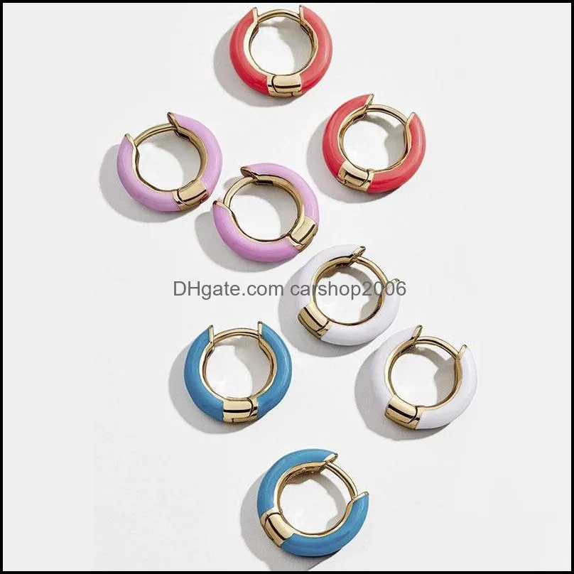 2019 design multicolor enameled ear cuffs for women summer copper mini drop oil circle hoop earring jewelry