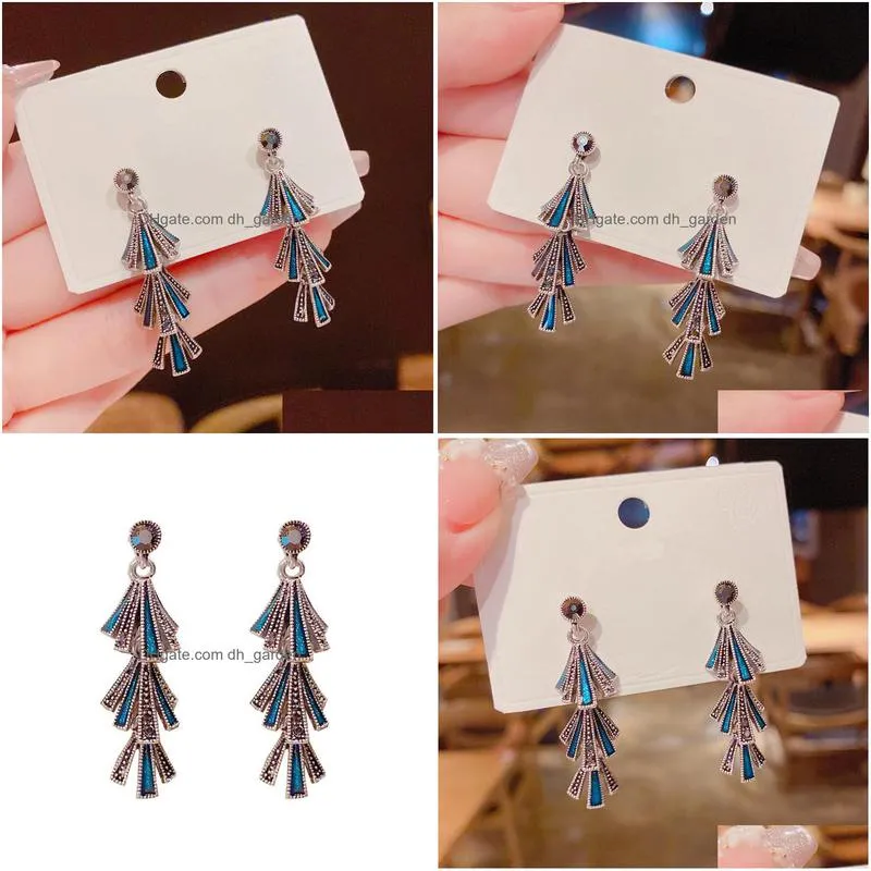 dangle chandelier 2022 vintage ethnic tassel long earrings for women korean style delicate micro pave fashion designers earings