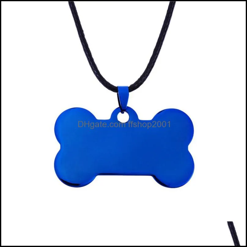 stainless steel pet cat dog tag necklace cute bone cat puppy dog collars necklace accessories jewelry fashion