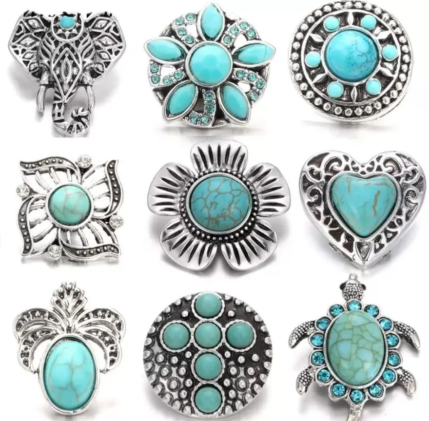 metal turquoise shape snap button clasps jewelry findings 18mm metal snaps buttons diy earrings necklace bracelet jewelery acc