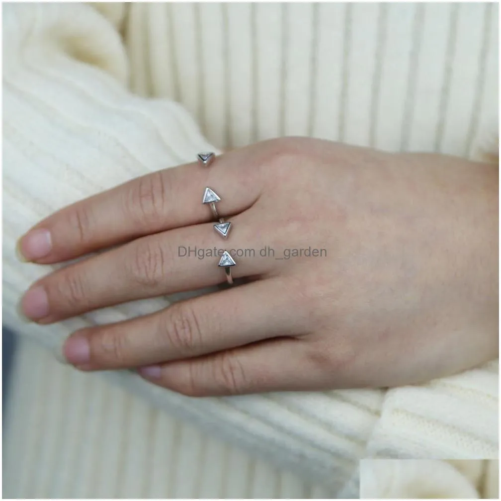 classic simple jewelry triangle shaped open adjusted minimal delicate cz high quality cz ring