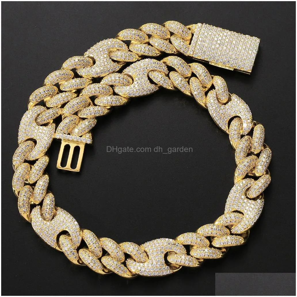 fashion rap accessories 20mm full zircons mens big gold chain domineering cuban chain link hiphop necklace