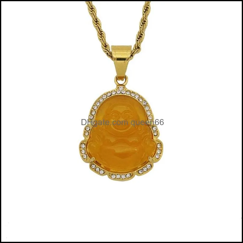 cubic zircon maitreya buddha pendant necklace for women men rope chain big belly buddha necklace hip hop jewelry christmas gifts 823