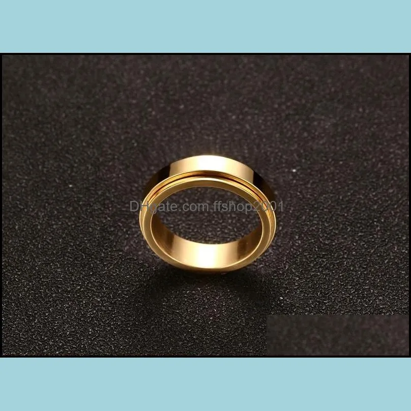 personalized spinner ring 6mm stainless steel gold rings for men rotatable wedding valentines day fashion jewelry giftz