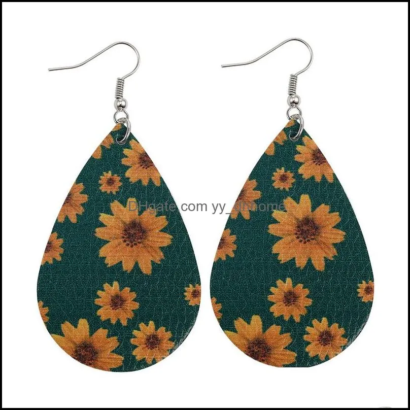 lady leather earrings jewelry for women 17 styles lightweight teardrop sunflower print dangle drop earring accessories l50fa