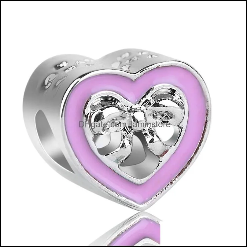 european crystal alloy hearts charms beads fit original bracelets bangles for women diy trinket