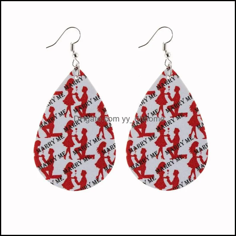 valentines day earrings for women girls lightweight faux leather dangle earring red heart couple fashion jewelry u44fa