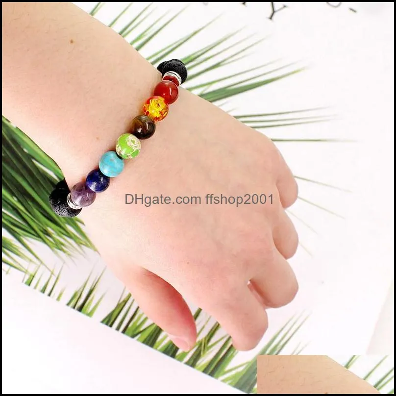 8mm natural stone 7 chakra bracelets bangles for women men yoga balance beads buddha prayer elastic bracelet valentines day jewelry