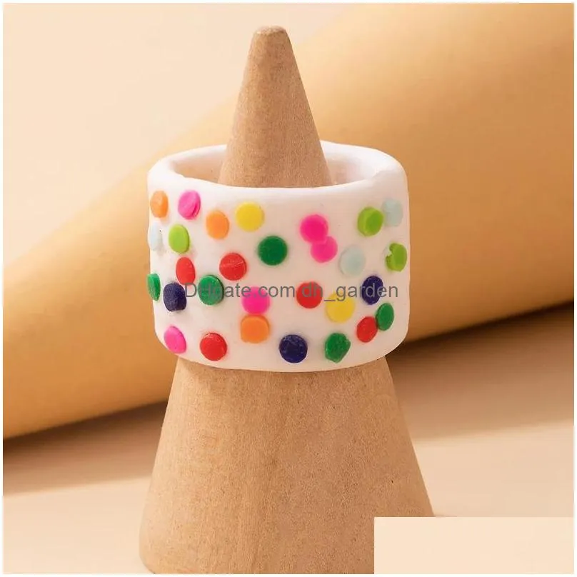 colorful resin joint ring for women girls lovley ins fashion width geoemtry acrylic single ring jewelry