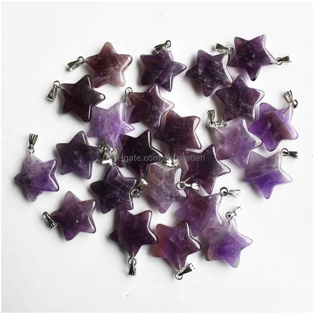 2020 ing fashion assorted natural stone amethysts star charms pendants for diy jewelry making 30pcs/lot whole