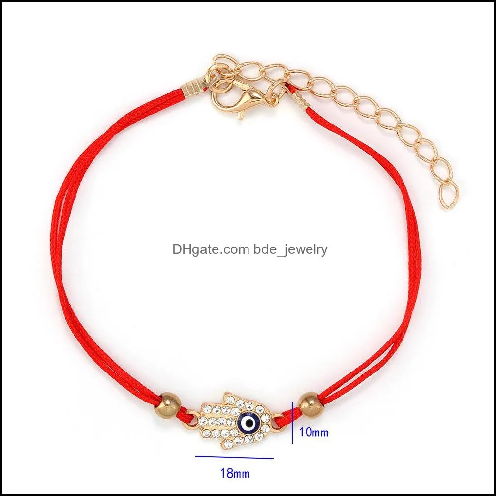 turkish blue evil eye charm wrap bracelets for women crystal fatima hamsa hand cross charm red string rope bangle fashion jewelry