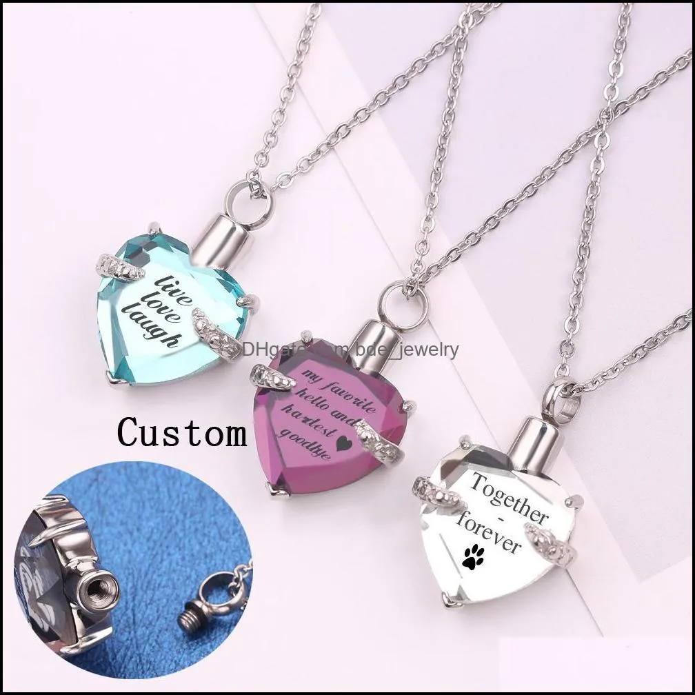 custom made name letter urn cremation ashes necklace for dad mom child pet friend heart shape open locket pendant personalized jewelry