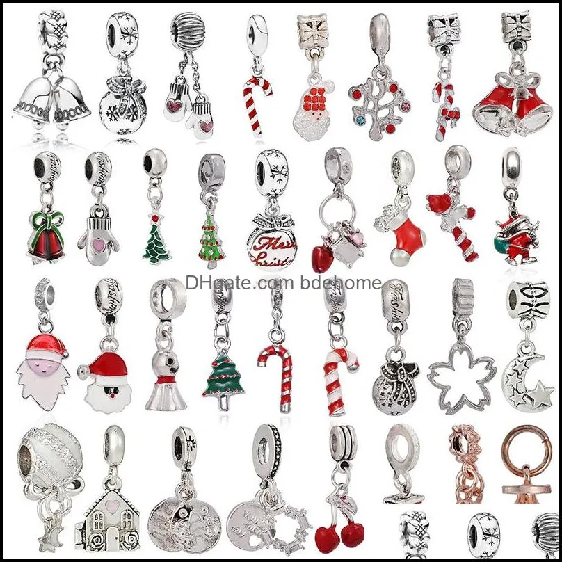 sparkling hand christmas cartoon alloy loose beads fit original charms bracelets women jewelry diy making gift