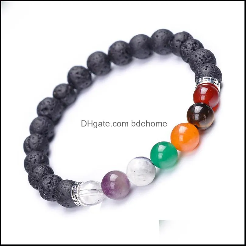 natural volcanic lava stone bracelets 7 chakra bangle yoga beads essential oil diffuser bracelet for women men jewelry dhs