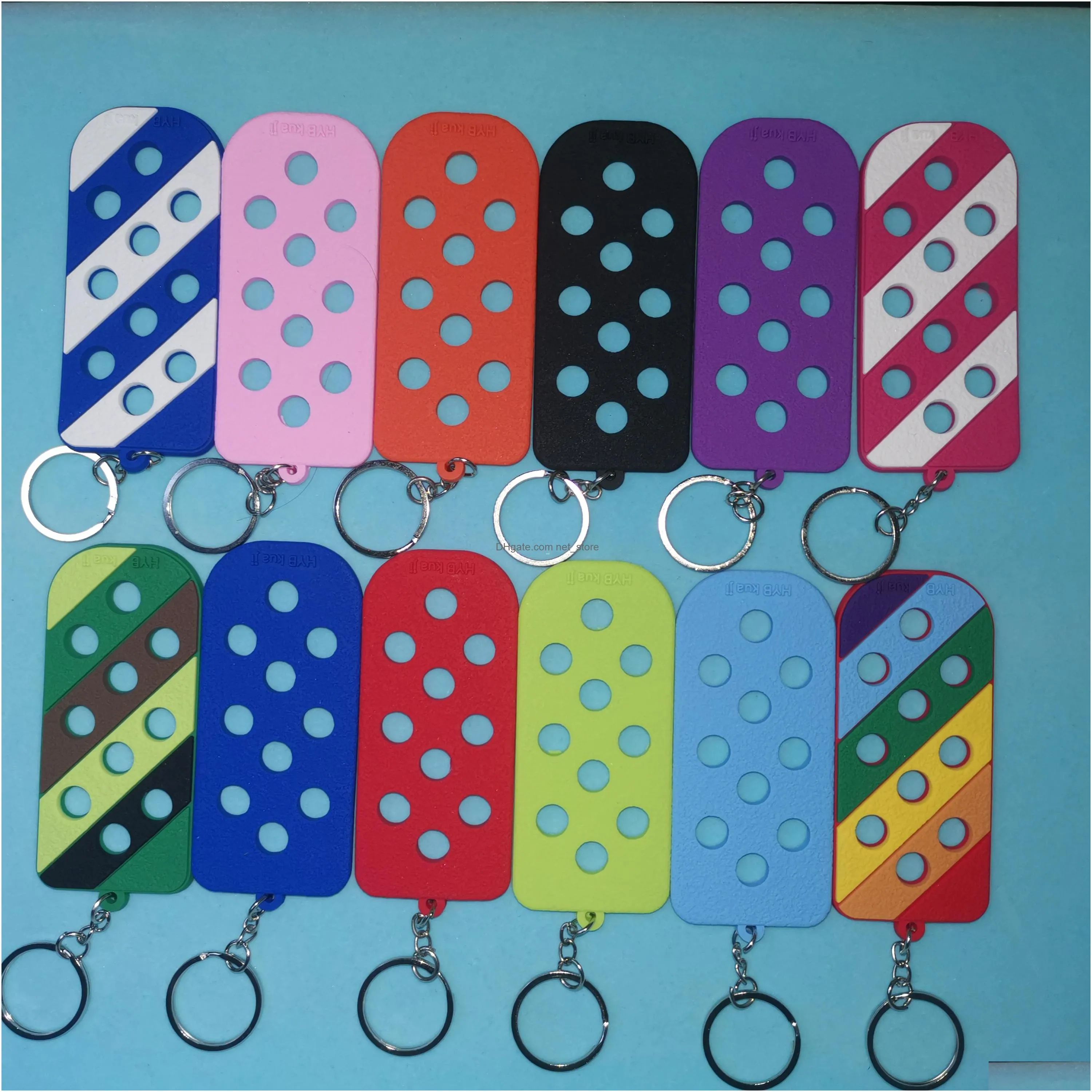 croc keychain holder candy color silicone keychain plate for charms women child gift can match shoe flower