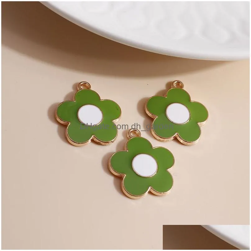 10pcs/lot 18x20mm enamel colorful flower diy for necklaces pendants earrings cute petal charms jewelry making accessories