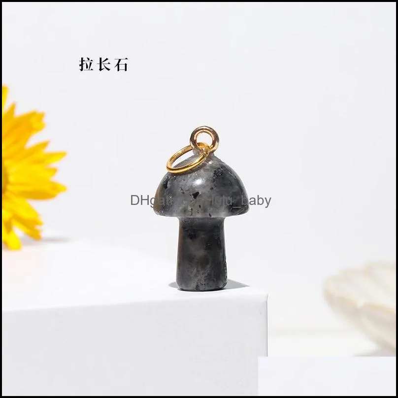 natural crystal stone 2cm mushroom statue carving charms reiki healing chakra pendant for necklace jewelry making