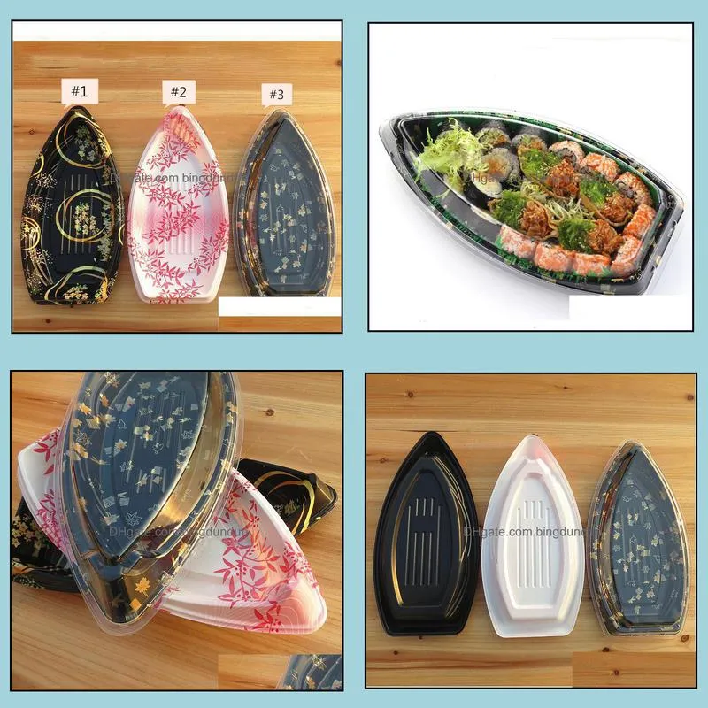 japanese boat style clear plastic sushi take away box food packing box dinnerware container shipping sn3415