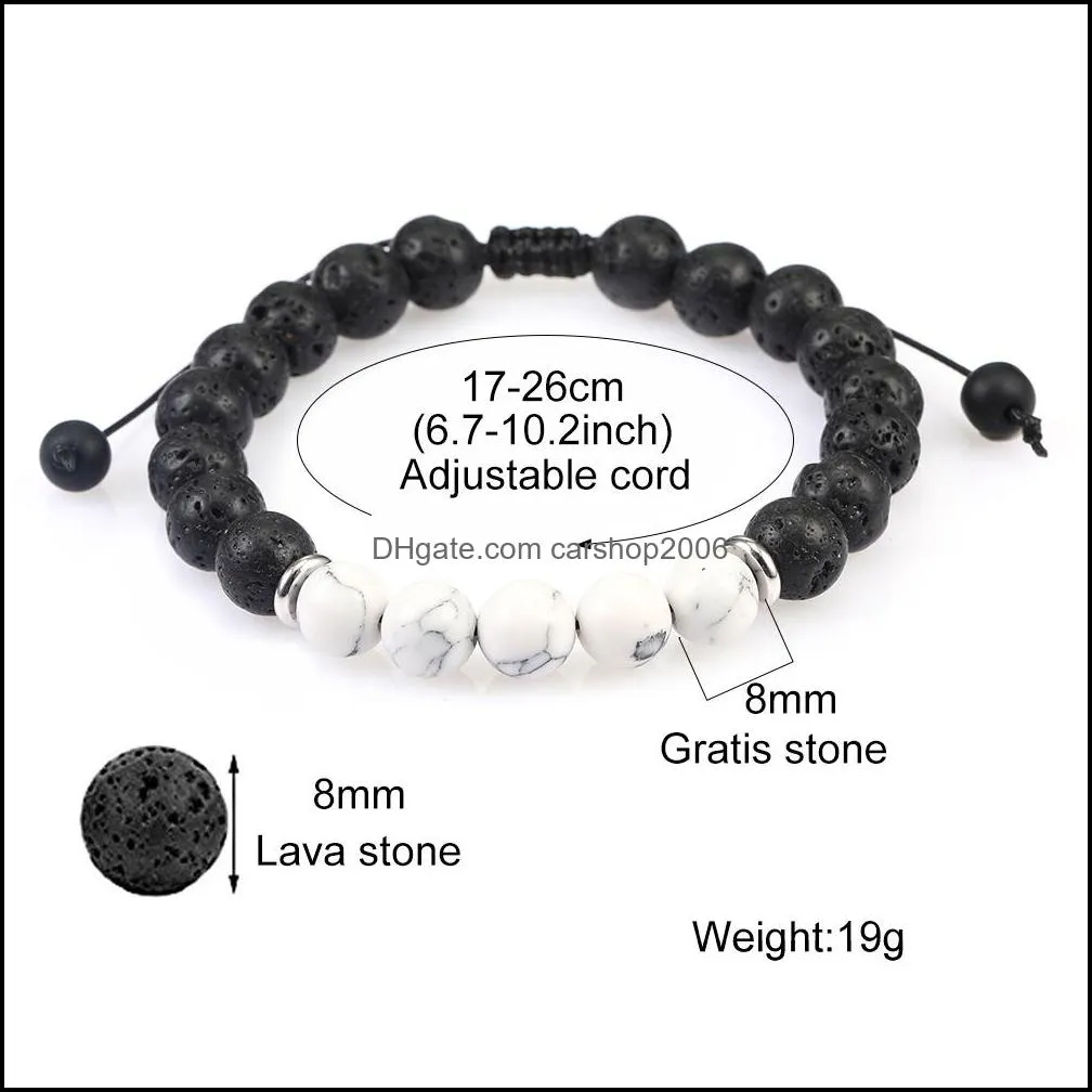 8mm lava stone tiger eye bead charm bracelet for women men fashion natural volcanic stone braide abjustable yoga energy bracelet