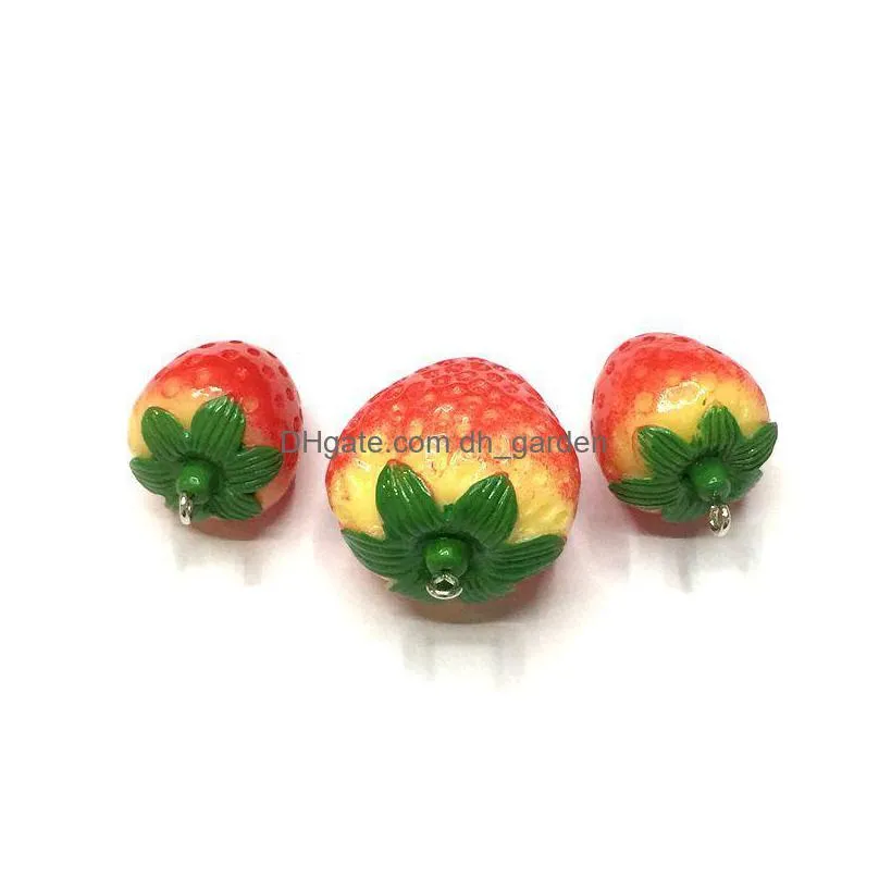 10pcs/pack big and small 3d strawberry fruit resin charms pendant earring diy fashion jewelry accessories