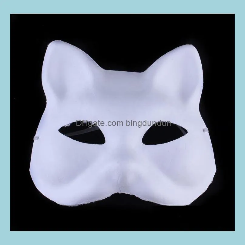 hot sell 200pcs unpainted blank white sexy women party masks masquerade mask venetian cat animal hand cosplay costume diy mask sn799
