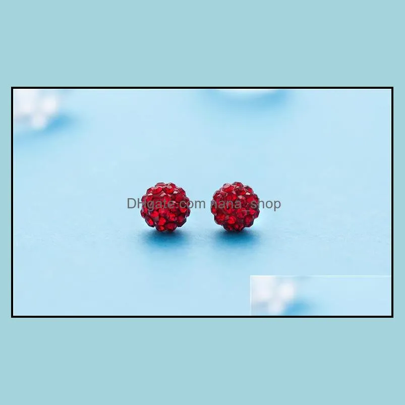 fashion korean beads stud earrings 7 colors ladies crystal rhinestones ball earrings for women luxury jewelry in bulk