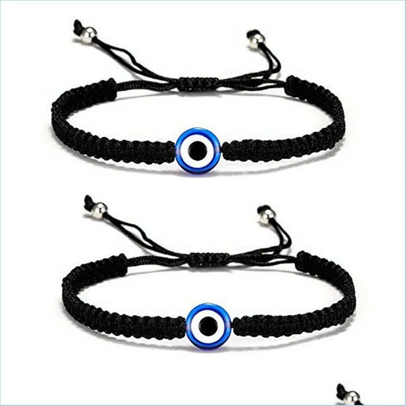 2pcs handmade red string evil blue eye link bracelets ojo turco kabbalah protection luck amulet wish bracelet couple jewelry for women