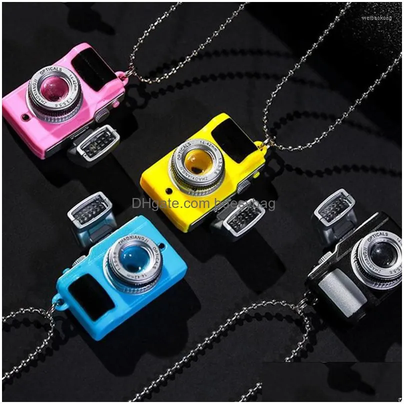 pendant necklaces vintage camera necklace for women man punk long chain light glowing chains friendship jewelry