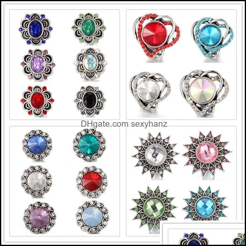 mixed styles snap jewelry heart moon metal clasps buttons fit 18mm snap button bracelet necklace for women men