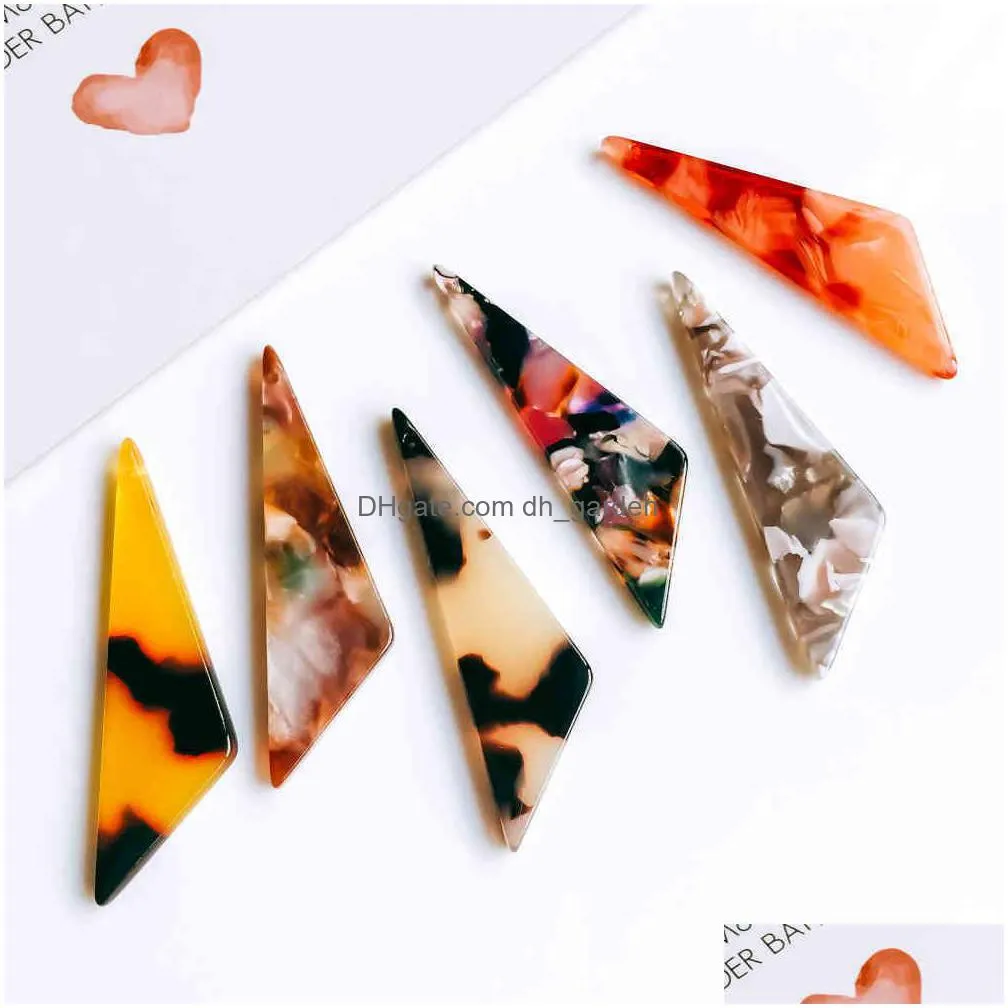 zeroup eardrop 6 colors triangle earring accessories pendant necklace charms diy handmade material 6pcs
