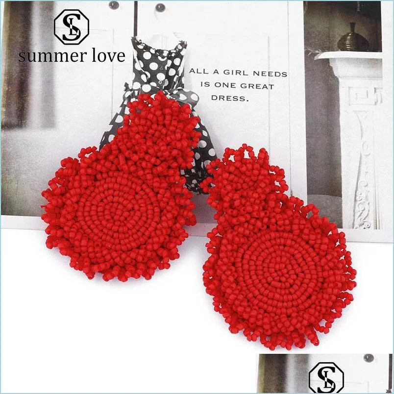  selling handmade beaded dangle earrings for women exaggerated creative bouble circle hanging earring fashion jewelry 2019