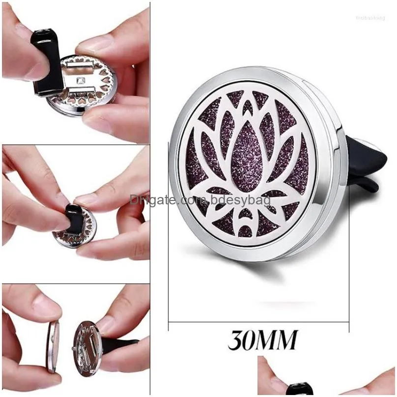 pendant necklaces detachable car air freshener  diffuser magnetic locket stainless steel perfume with 10pcs pads