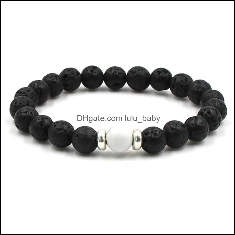 lava stone beads bracelets natural black essential oil diffuser elastic bracelet volcanic rock beaded hand strings yoga chakra 85 l2