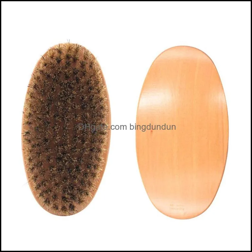 boar bristle hair beard brush hard round wood handle antistatic boar comb hairdressing tool for men beard trim rrf14256