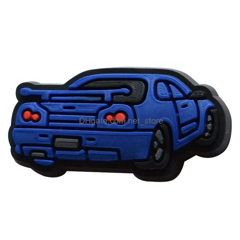 pvc racing car shoe decoration charm buckle accessories jibitz for croc charms clog buttons pins