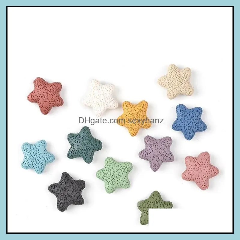 heart circle starfish natural lava rock stone beads diy  oil diffuser pendants jewelry necklace earrings making